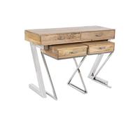 DKD Home Decor Consola Loft Set de 3 Marron Claro Plateado 76 x 110 x 41.5 cm