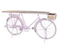 DKD Home Decor Consola Shabby Chic Rosa Palo y Natural, de Madera de Mango y Hierro, 41 x 180 x 94 cm