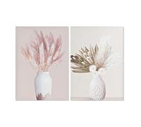 DKD Home Decor Cuadro Color Beige y Rosa Claro, de Abeto y Lienzo (2 Unidades) (50 x 3 x 70 centímetros)