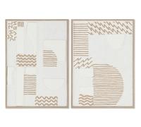 DKD Home Decor Cuadro Decorativo Mural Urban Abstracto Blanco Natural, Material Papel Mache/PS, 70x50x2 cm (Set de 2 Unidades)