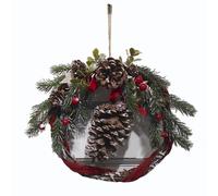 DKD Home Decor Decoración Colgante de Navidad Alpina de Ratán Marrón Rojo 8x23x30 cm (6 Unidades)