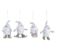 DKD Home Decor Decoración Colgante de Navidad Fantasía de Resina, Colores Surtidos, Pack de 8 Unidades, 4x9.5x7 cm