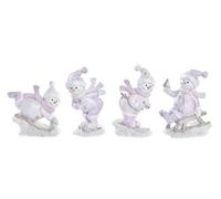 DKD Home Decor Decoración Colgante Navideña Fantasía Resina Blanco Rosa 6x12x9.5 cm (Pack 8 Unidades Surtidas)