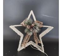 DKD Home Decor Decoración Luminosa Navidad Moderna Estrella LED Pilas AA Blanco Verde 40x40 cm (2 Unidades)
