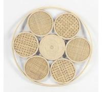 DKD Home Decor Decoración Pared Cuadrada Estilo Balines de Ratán Color Natural - 45.5 x 45.5 x 2 cm
