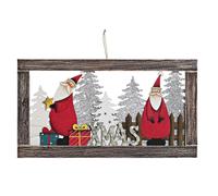 DKD Home Decor Decoración Pared Navidad Tradicional Cuadro Papa Noel Regalos Madera Cuerda Blanco Rojo 36x20x1.5 cm (2 Unidades)