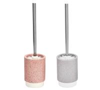 DKD Home Decor Escobillero Urban Dolomite Gris y Rosa Palo 9.8x9.8x39 cm Pack 2 Unidades