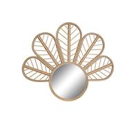 DKD Home Decor Espejo de Pared 69 x 2 x 60 cm Flor Cristal Natural Marrón Ratán Tropical