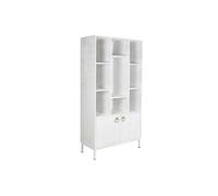 DKD Home Decor Estantería Moderna Blanca de Madera Mango y Metal con 2 Puertas y 6 Estantes Hecha a Mano 90x40x180 cm