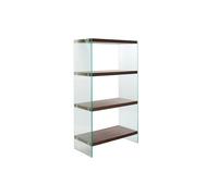 DKD Home Decor Estantería Moderna con 4 Baldas Desmontable Marrón Oscuro Nogal de Cristal y MDF 40 Largo x 150 Alto x 80 Ancho cm