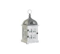 DKD Home Decor Farol Acabado Envejecido Blanco Gris Madera Cristal 19 x 19 x 42 cm
