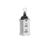 DKD Home Decor Farol Acabado Envejecido Blanco Gris Oscuro Madera Cristal 19 x 17 x 39 cm