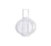 DKD Home Decor Farol Color Blanco, de bambú y Cristal (35 x 35 x 29 centímetros)