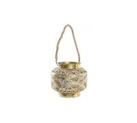 DKD Home Decor Farol Color Dorado, de Metal y Cristal (26,5 x 26,5 x 22 centímetros)
