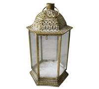 DKD Home Decor Farola Árabe Dorada en Metal y Cristal para Decoración del Hogar, 36 cm Alto x 18 cm Ancho x 18 cm Largo