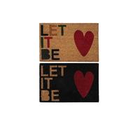 DKD Home Decor Felpudo de Fibra de Coco y Goma Negro Marrón Let it be 40x60 cm, Alto 1.5 cm (2 Unidades)