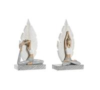 DKD Home Decor Figura Decorativa Color Blanco y Gris, de Resina (15,5 x 7,5 x 26,5 centímetros) (2 Unidades)