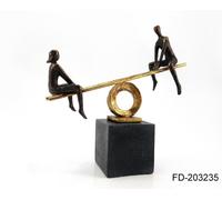 DKD Home Decor Figura Decorativa Moderna Personas Columpio Resina y Metal Negro Dorado 9x27.5x27 cm para Hogar