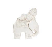 DKD Home Decor Figura Oriental Buda Elefante de Magnesia Blanco 24x46x42 cm