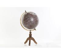 DKD Home Decor Globo Terraqueo Colonial Marrón con base de Madera de Mango, Bola de 25cm de diámetro y 50cm de altura total