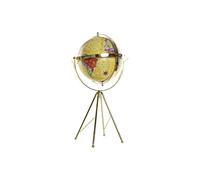 DKD Home Decor Globo terráqueo Color Amarillo, de Metal (30 x 30 x 50 centímetros)