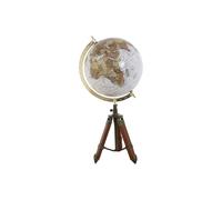 DKD Home Decor Globo Terraqueo Vintage Marron con Base Tripode de Madera y Esfera de PVC. Decoración Hogar Oficina. Diámetro 25cm, Altura 55cm.