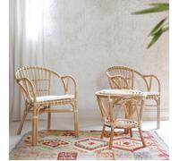 DKD Home Decor Indonesia 1c24 Mesa Auxiliar Set de 3 Blanco Natural Ratan 50 x 50 x 50 cm