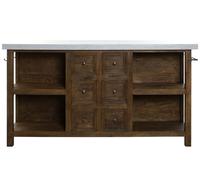 DKD Home Decor Isla de Cocina India 1c24 Madera y Marmol Marron Blanco 168 x 76 x 92 cm