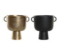 DKD Home Decor Jarrón 36 x 29 x 33 cm Negro Dorado Aluminio Moderno (2 Unidades)