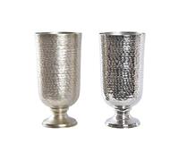 DKD Home Decor Jarrón Color champán, Plateado y Dorado, de Aluminio (17 x 17 x 34 centímetros) (2 Unidades)