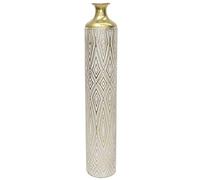 DKD Home Decor Jarrón de la Marca Blanco Metal Colonial (15 x 15 x 85 cm) (Referencia: S3020442)