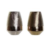 DKD Home Decor Jarrón de la Marca, Color Dorado y Plateado, de Aluminio (22 x 22 x 32 centímetros) (2 Unidades)