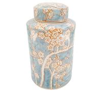 DKD Home Decor Jarrón de la Marca Porcelana Azul Naranja Oriental (18 x 18 x 30 cm) (Referencia: S3021723)