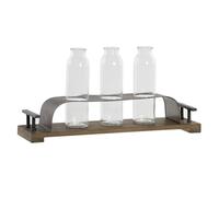 DKD Home Decor Jarrón Marrón Negro Metal Cristal 45 x 11 x 22 cm (3 Piezas)