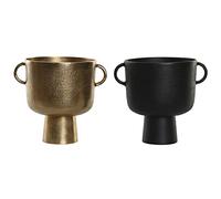 DKD Home Decor Jarrón Moderno (2 Unidades) de la Marca, Color Negro y Dorado, de Aluminio (32 x 23 x 27 centímetros)