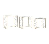 DKD Home Decor Juego de 3 mesas 65 x 35 x 65 cm Espejo Dorado Metal