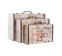 DKD Home Decor Juego de Cajas Decorativas de la Marca, Color marrón, Negro y Rojo, de Madera y Lienzo (37 x 48 x 42 centímetros)