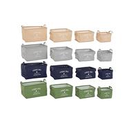 DKD Home Decor Juego de cestas, Lona, Verde, Gris, Crema, Estándar