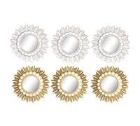 DKD Home Decor Juego de Espejos Color Blanco y Dorado, de Espejo (25 x 2 x 25 centímetros)