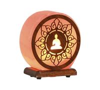 DKD Home Decor Lámpara de Sobremesa de Sal del Himalaya estilo Árabe con Buda, Rosa y Marrón, 16x7x18 cm