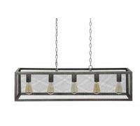 DKD Home Decor Lámpara de Techo Colgante Vintage Gris de Metal, con 5 Bombillas E27 de 50W, Medidas 26 x 79 x 120 cm