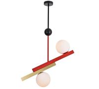 DKD Home Decor Lámpara de Techo Urban Metal y Cristal Negro Blanco 2 Bombillas E27 Largo 20cm Ancho 64cm Alto 120cm