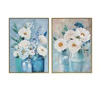 DKD Home Decor Lienzo 60 x 3,5 x 80 cm Jarrón Shabby Chic (2 Unidades)