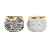 DKD Home Decor Macetero Color Blanco, de Variados (2 Unidades) (22 x 22 x 16 centímetros) S3034647 - EAN: 8424001957859