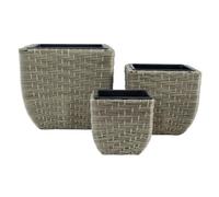 DKD Home Decor Macetero para Jardín y Terraza Natural 40x40x36 cm Ratán Sintético Set de 3