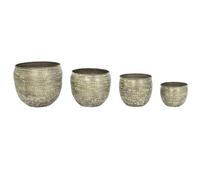 DKD Home Decor Macetero Verde Aluminio Patinado Hecho a Mano 39x39x33 cm - Set de 4 - Colección Mundra
