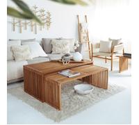 DKD Home Decor Mesa Centro Mediterraneo Natural 116 x 60 x 46 cm Set de 2