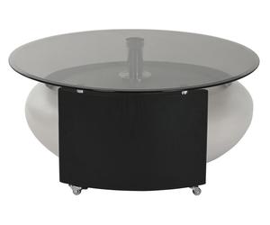 DKD Home Decor Mesa Centro Moderno Min nim mal Negro Blanco Roto Cristal MDF 120 x 37 x 85 cm