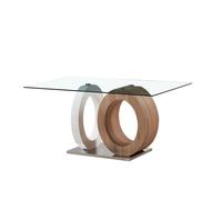 DKD Home Decor Mesa Comedor Blanco Transparente Cristal MDF 90 x 75 x 160 cm