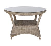 DKD Home Decor Mesa Comedor Indonesia 1c24 Ratán Cristal Templado 120 x 82 x 120 cm